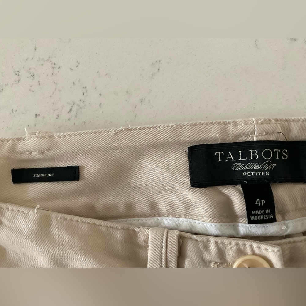 Talbots Signature Cropped Chinos, Tan, Size 4P - Picture 3 of 3